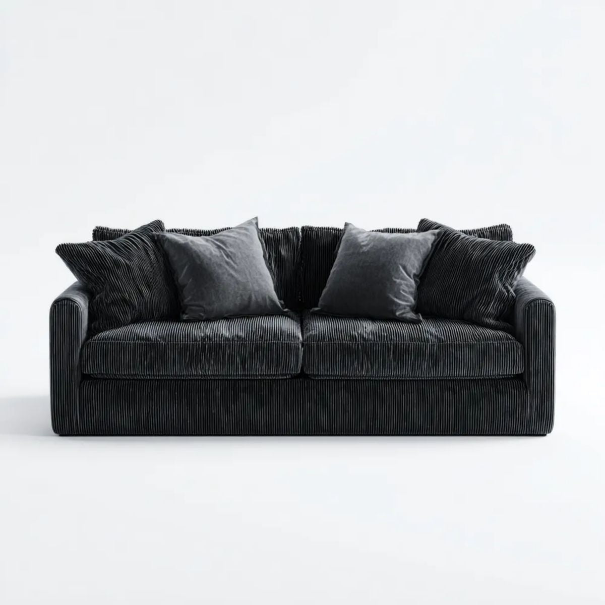 Czarna sofa dwuosobowa z tkaniny sztruksowej 170 x 90 x 85 cm