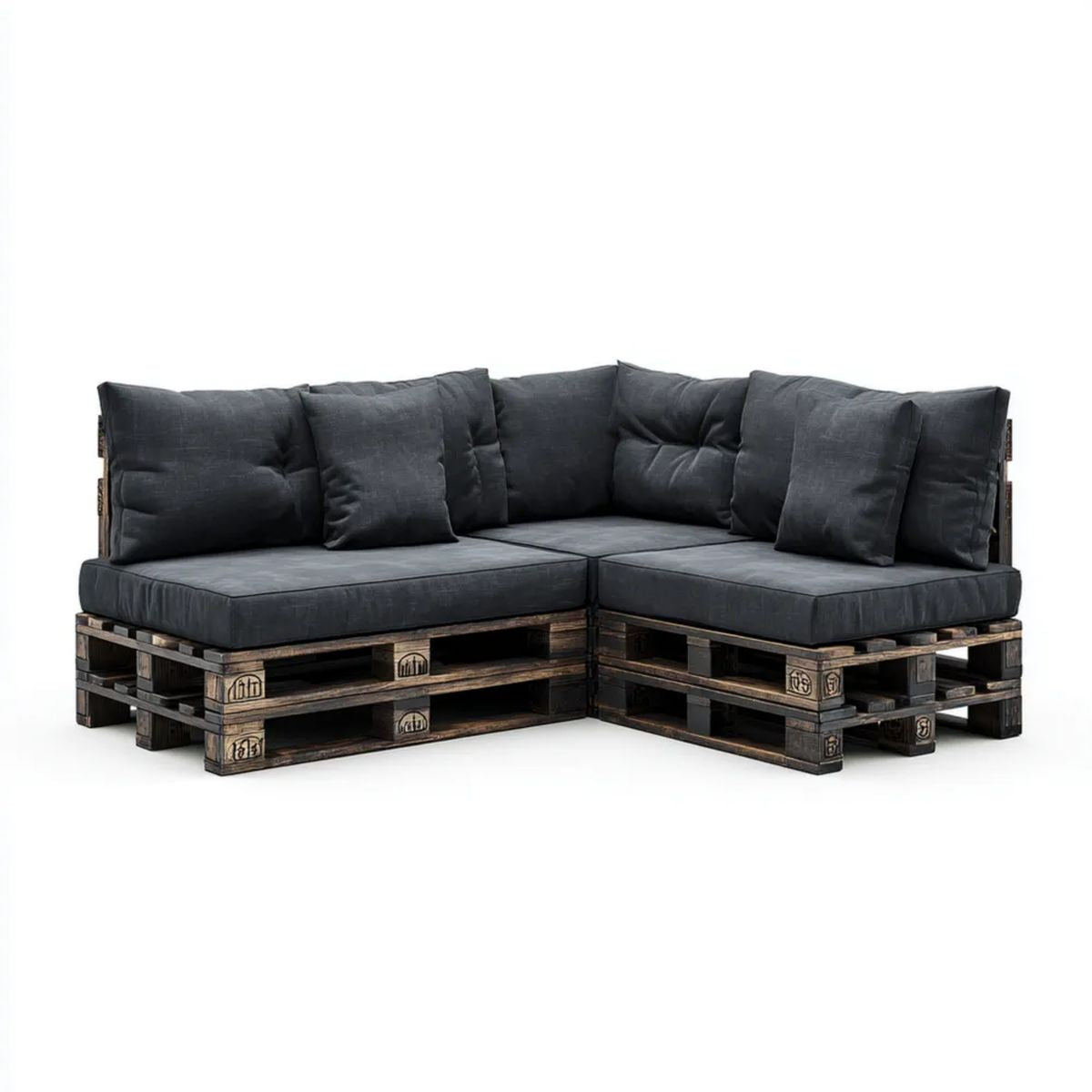 2-częściowa narożna sofa ogrodowa z drewna sosnowego, grafitowo-ciemnobrązowa, 240 × 80 × 65 cm