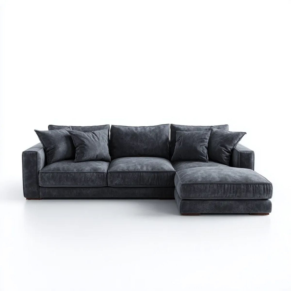 Grafitowa sofa narożna prawostronna z weluru poliestrowego 280 × 170 × 85 cm