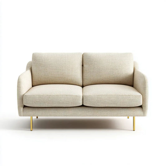 Dwuosobowa sofa beżowa z tapicerką poliestrową i stalowymi nogami 160 x 85 x 85 cm