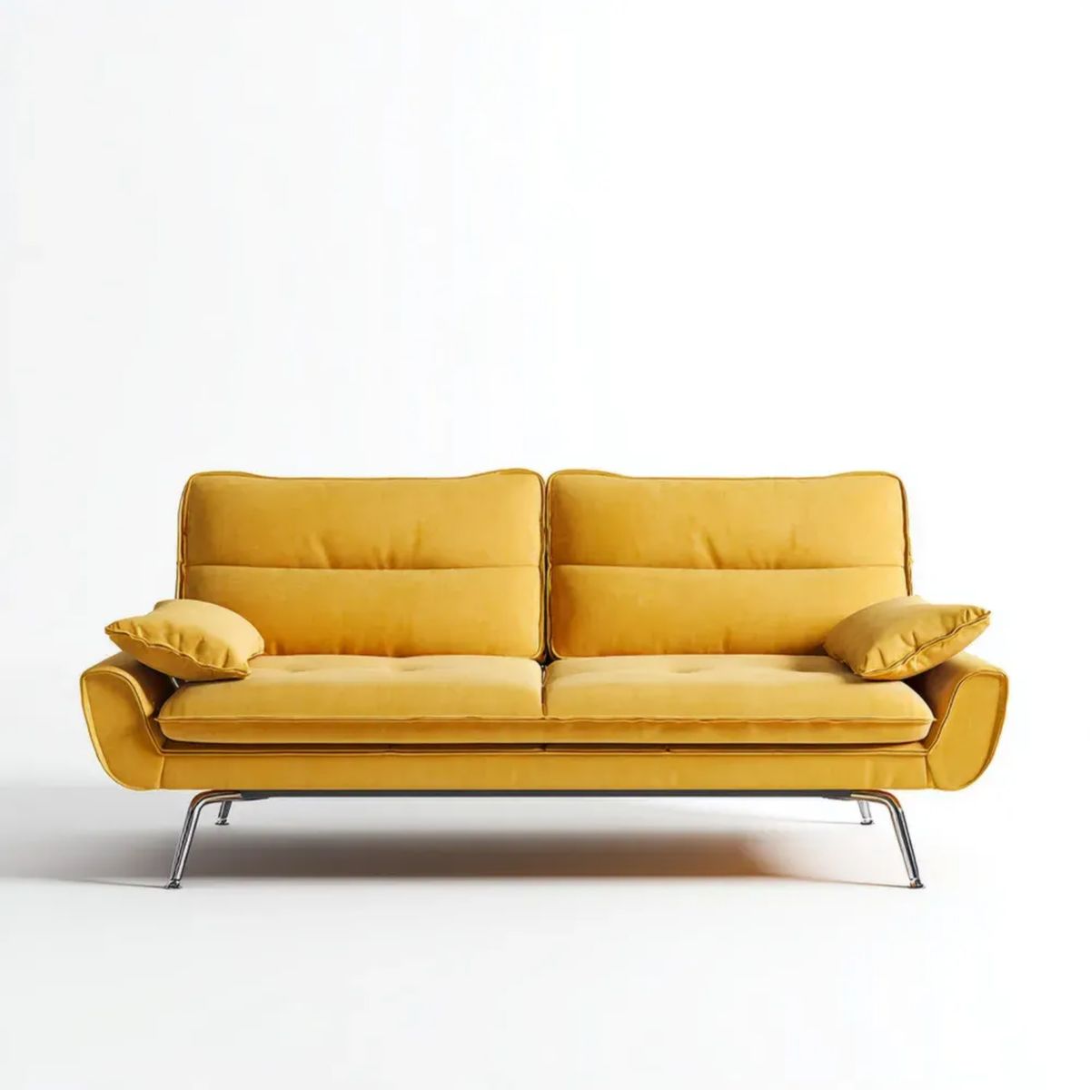 Musztardowa dwuosobowa sofa aksamitna 160 x 85 x 84 cm