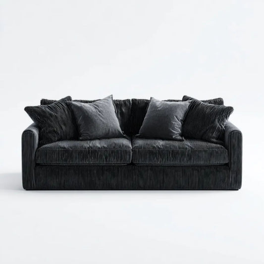 Czarna sofa dwuosobowa z tkaniny sztruksowej 170 x 90 x 85 cm