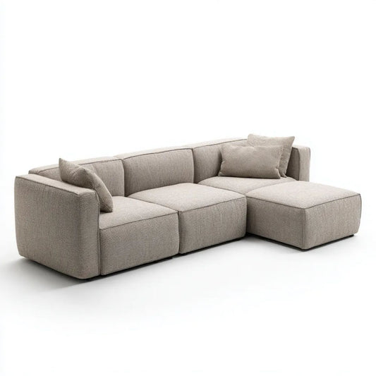 Modułowa sofa narożna 3-osobowa w kształcie L z tkaniny, beżowa, 280 × 165 × 78 cm