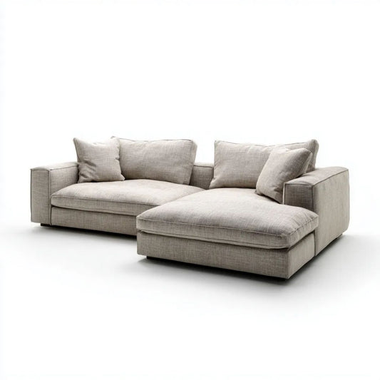 Sofa narożna z prawym szezlongiem jasnoszara poliester 280 × 170 × 85 cm