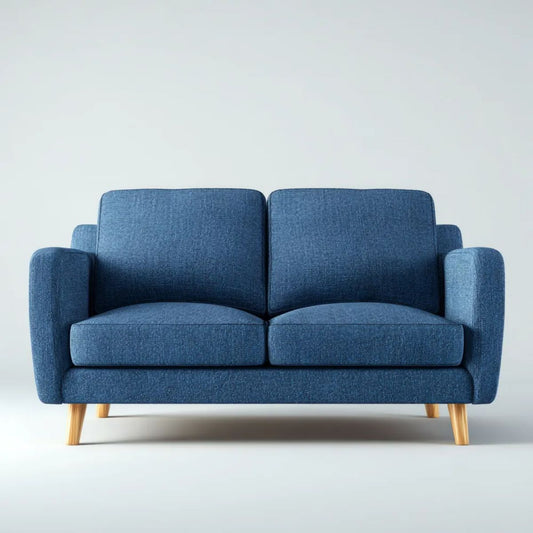 Sofa dwuosobowa granatowa z tapicerką poliestrową, 148 × 82 × 84 cm