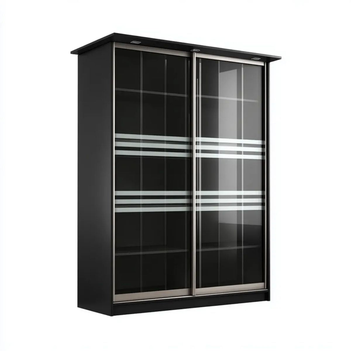 Czarna szafa przesuwna z płyty wiórowej laminowanej i szkła 120 × 60 × 200 cm