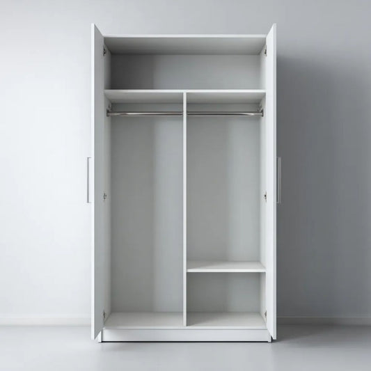 Biała szafa dwudrzwiowa z płyty wiórowej laminowanej 80 × 50 × 180 cm