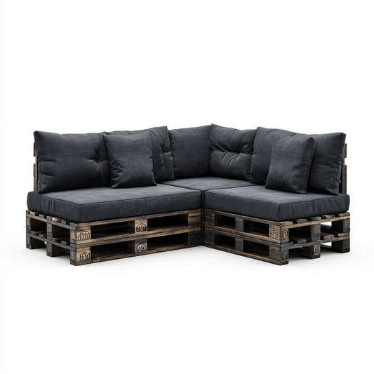 2-częściowa narożna sofa ogrodowa z drewna sosnowego, grafitowo-ciemnobrązowa, 240 × 80 × 65 cm
