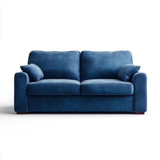 Sofa dwuosobowa granatowa z weluru poliestrowego, 160 × 85 × 85 cm