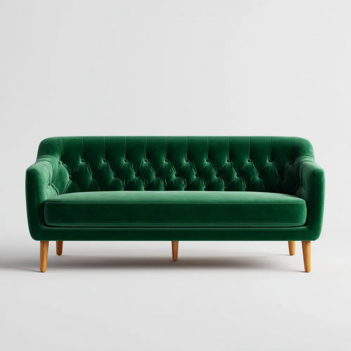 Zielona dwuosobowa sofa aksamitna 170 x 80 x 82 cm z drewnianymi nogami