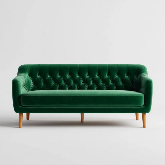 Zielona dwuosobowa sofa aksamitna 170 x 80 x 82 cm z drewnianymi nogami
