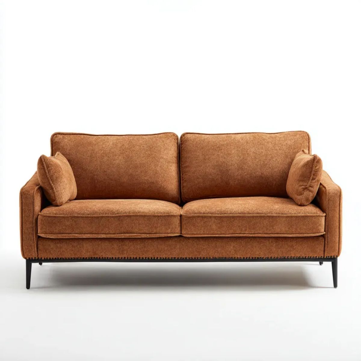 Dwuosobowa sofa z mikrofibry karmelowa/czarna 160 × 88 × 86 cm