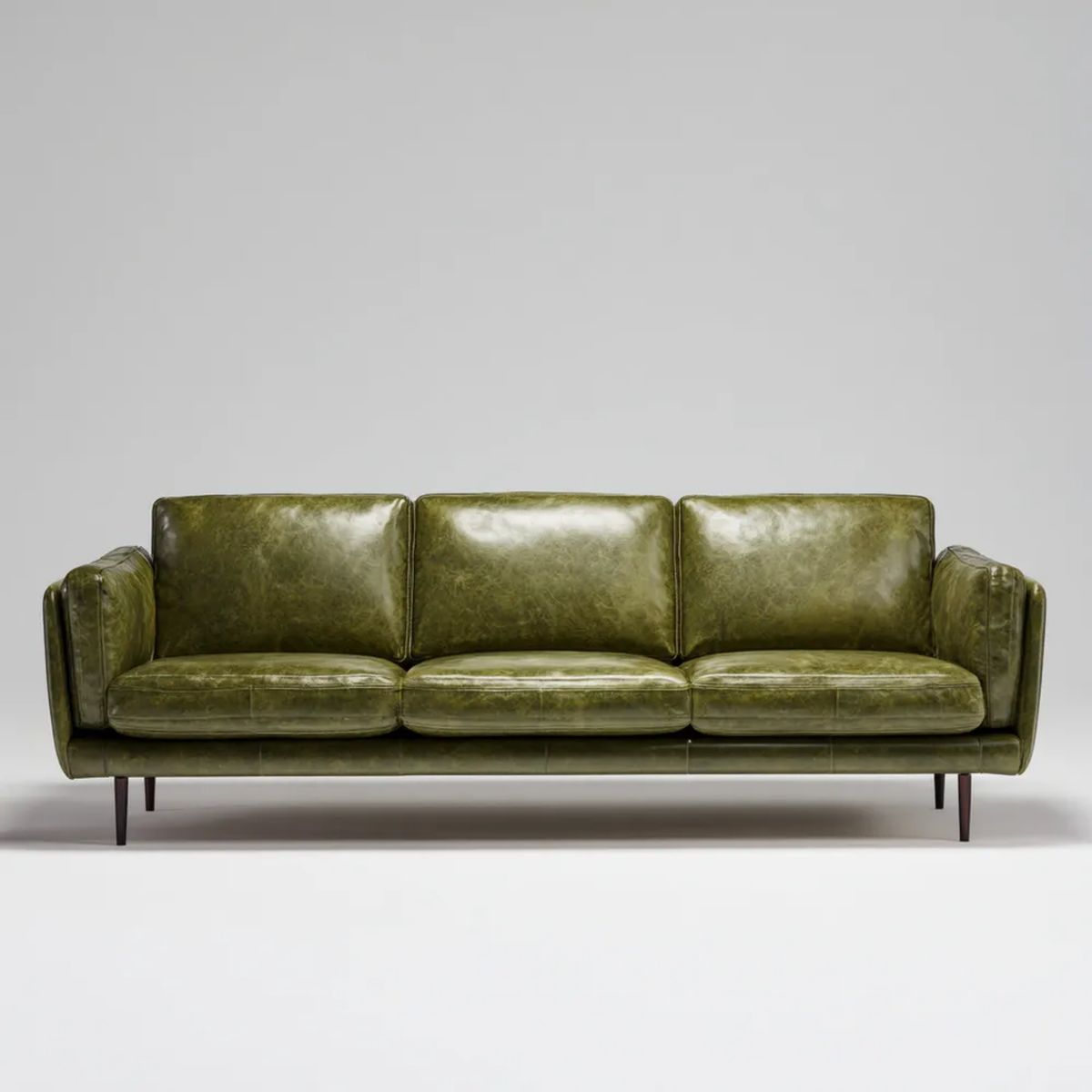 Trzyosobowa sofa z tapicerką z PU, oliwkowozielona, 230 x 92 x 84 cm