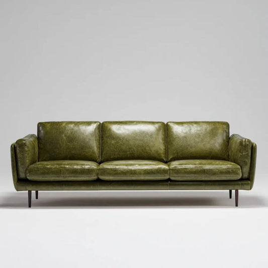 Trzyosobowa sofa z tapicerką z PU, oliwkowozielona, 230 x 92 x 84 cm