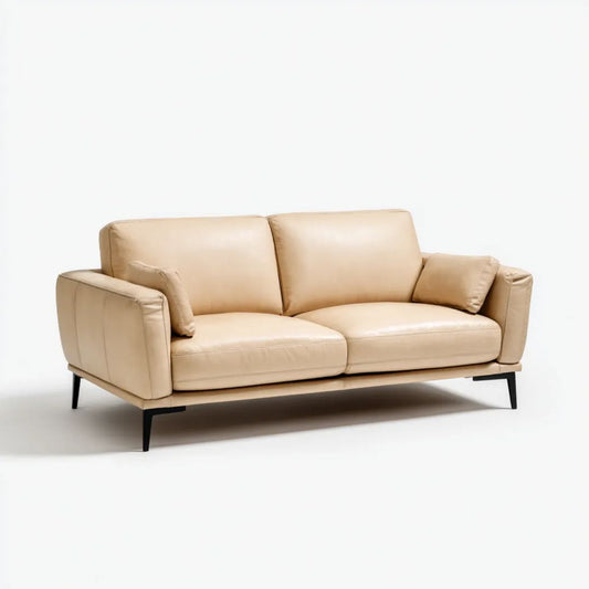 Beżowa dwuosobowa sofa ze skóry syntetycznej PU 180 x 85 x 88 cm