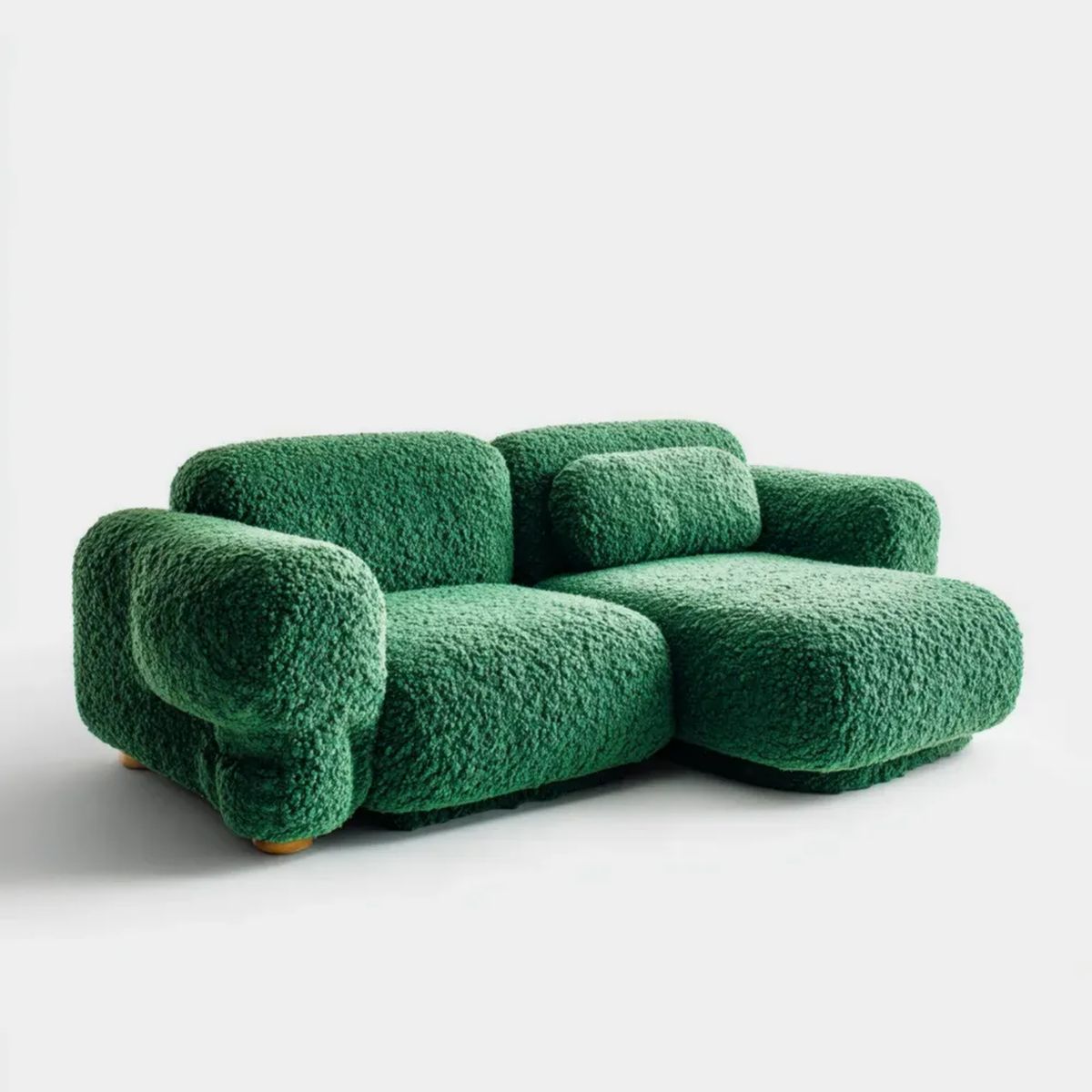 Modułowa sofa narożna 2-osobowa w kształcie L, zielona, z tkaniny, 230 x 150 x 78 cm