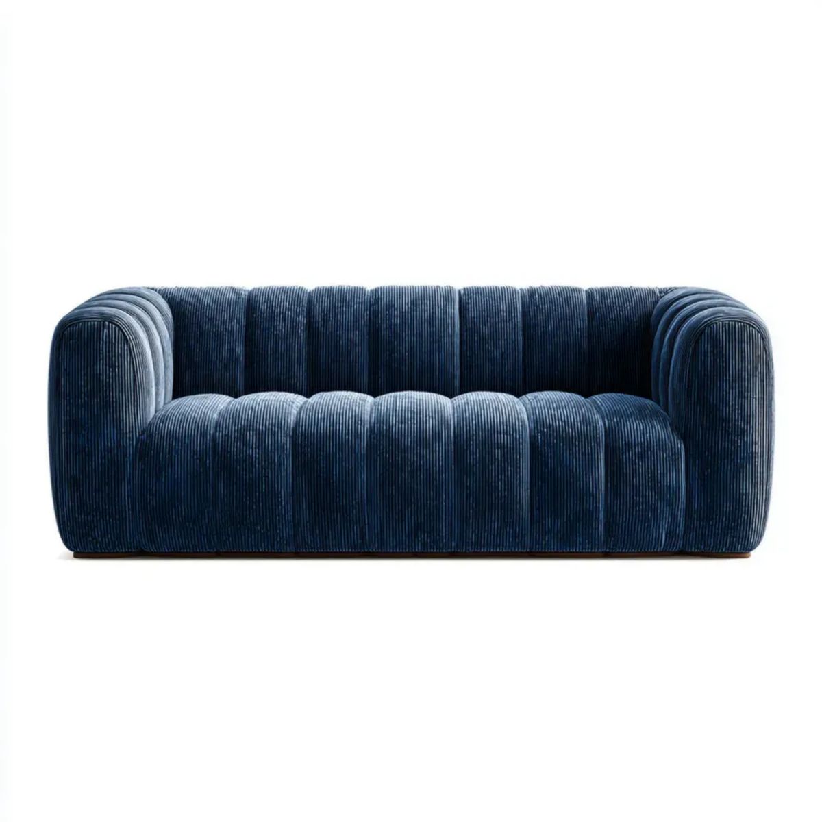 Granatowa sofa dwuosobowa z tapicerką sztruksową, 170 x 90 x 75 cm