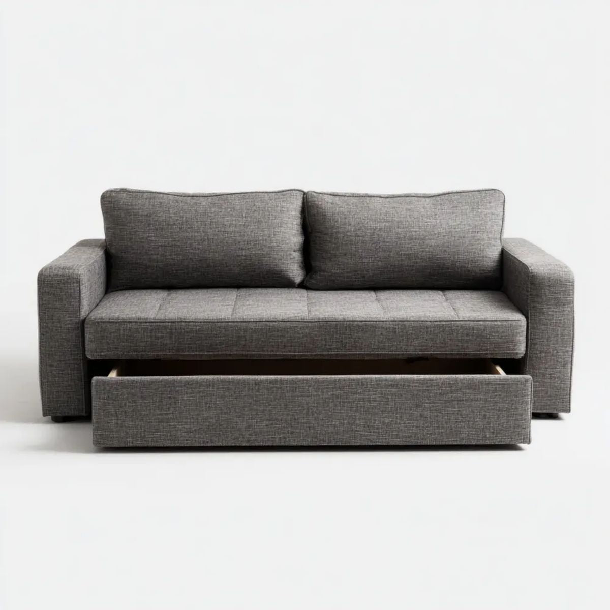 Szara sofa rozkładana z tapicerką poliestrową, 160 x 90 x 85 cm