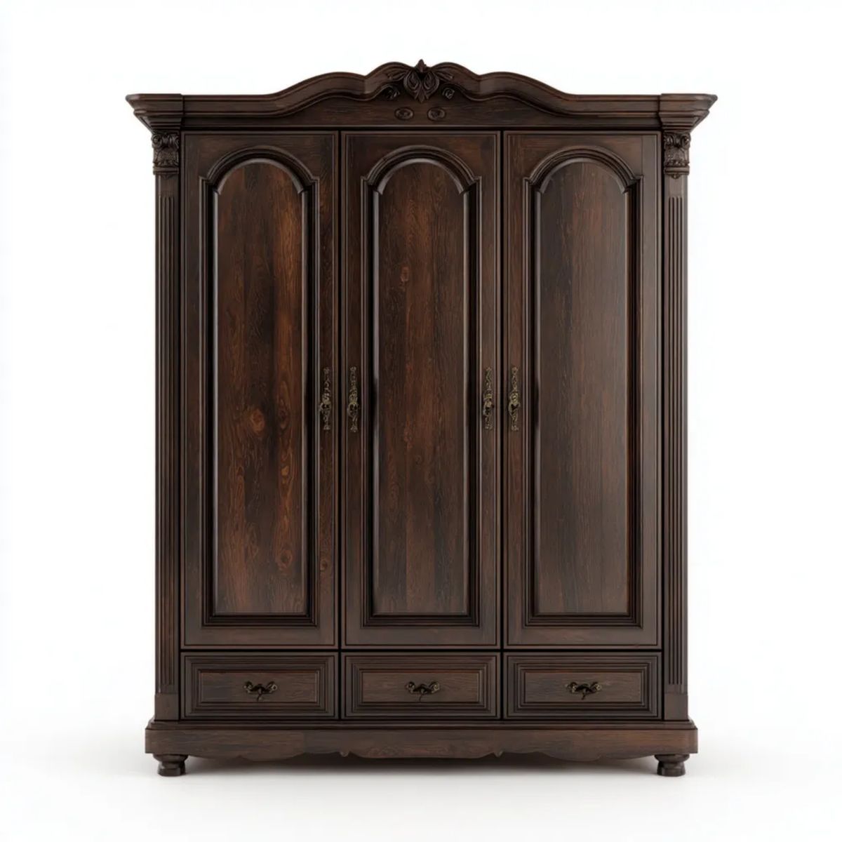 Trzydrzwiowa szafa MDF ciemnobrązowa 180 × 60 × 220 cm z 3 szufladami