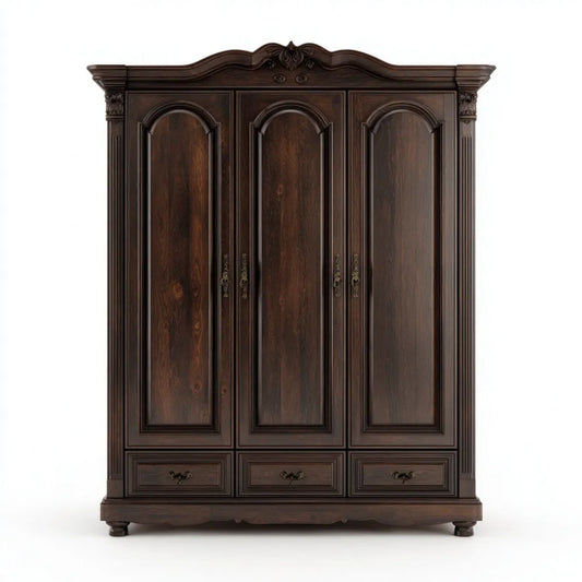 Trzydrzwiowa szafa MDF ciemnobrązowa 180 × 60 × 220 cm z 3 szufladami