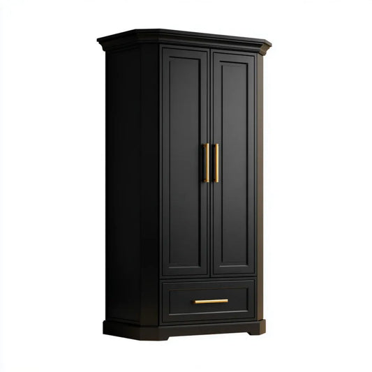 Czarna dwudrzwiowa szafa z płyty MDF 100 x 55 x 200 cm z dolną szufladą