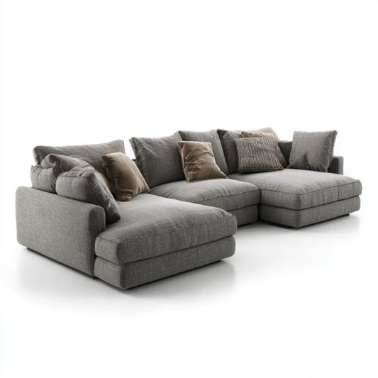 Modułowa sofa narożna z tapicerką poliestrową, szaro-brązowa, 330 x 170 x 85 cm