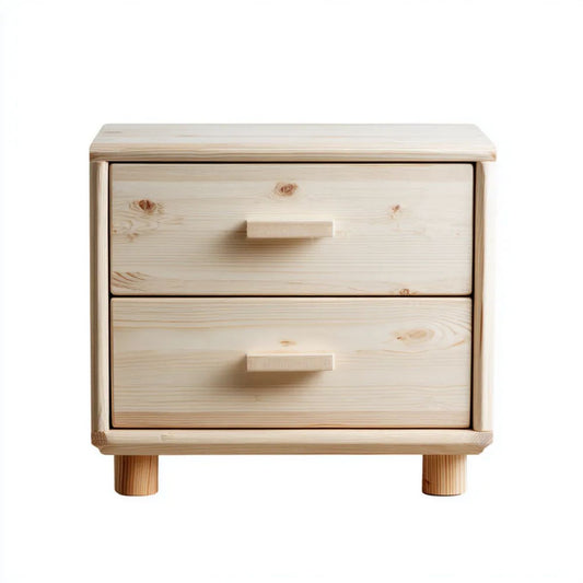 Szafka nocna z 2 szufladami, naturalna, lite drewno sosnowe, 45 × 35 × 55 cm
